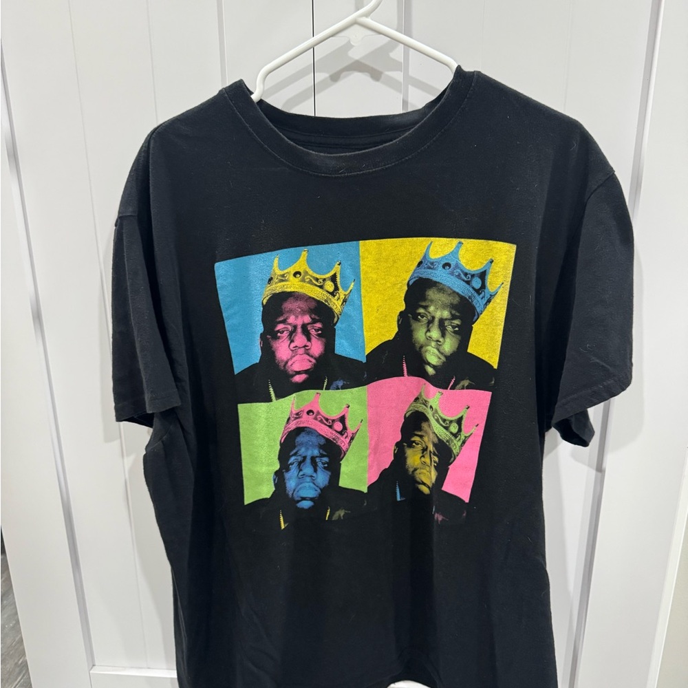 Notorious BIG: Black Graphic T-Shirt with Colorful Print
